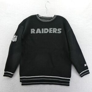 Starter Sweater Womens Medium Raiders NFL Football Black Silver Vintage Knit Y2K
